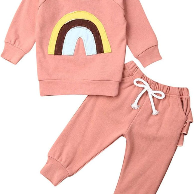 Newborn Baby Girls Clothes Cotton Suit Cute Baby Kid Infant Toddler Play Wear Fall Winter Rainbow Outfits
