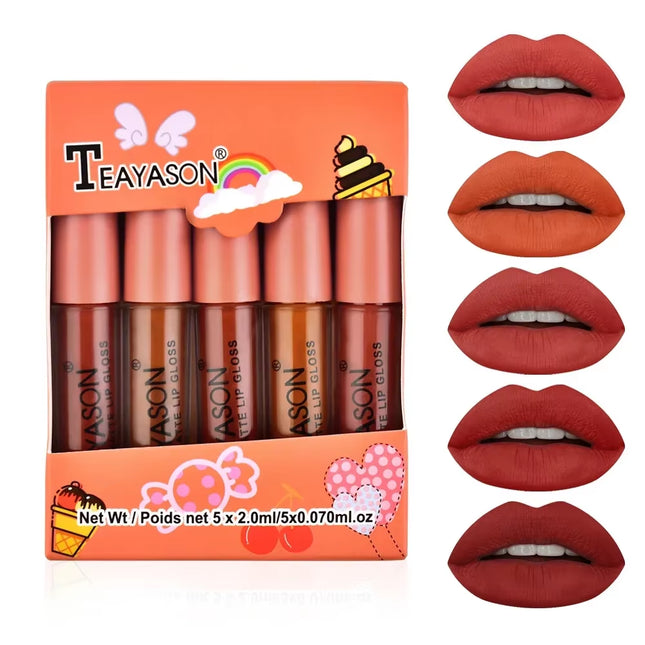 5Pcs/Set Waterproof Lipstick Sexy Halloween Lip Stick Matte Velvet Lipsticks Lips Makeup Cosmetics Labiales Matte