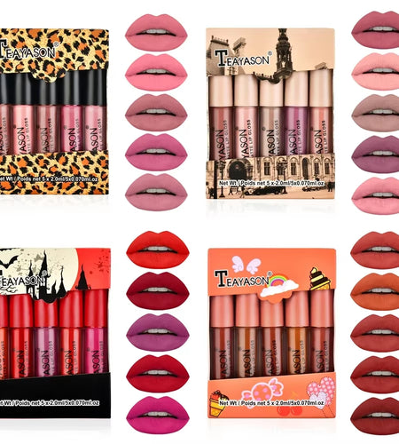 5Pcs/Set Waterproof Lipstick Sexy Halloween Lip Stick Matte Velvet Lipsticks Lips Makeup Cosmetics Labiales Matte