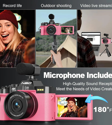 4K Digital Cameras for Photography,48 MP Autofocus Vlogging Camera with 52Mm Wide Angle & Macro Lens