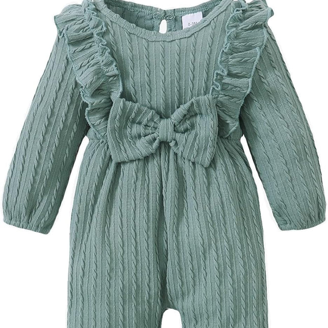 Baby Girl Romper Infant Fall Winter Clothes Ruffle Sweater Long Sleeve Bodysuit Jumpsuit and Headband