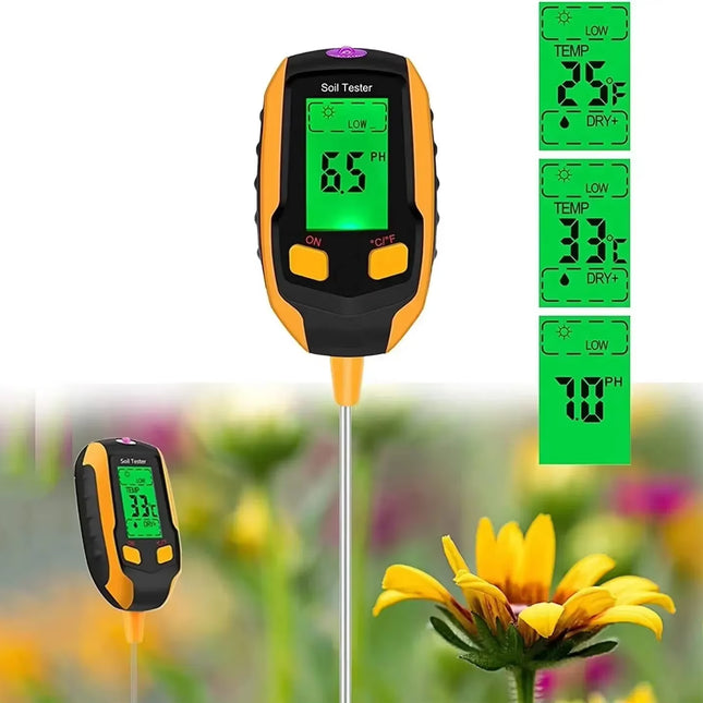 SmartGrow 4-in-1 Digital Soil Meter – Moisture, pH, Temperature & Sunlight Intensity for Perfect Plant Care