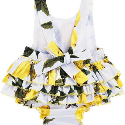 Baby Girl'S Floral Print Ruffles Romper Summer Clothes with Headband