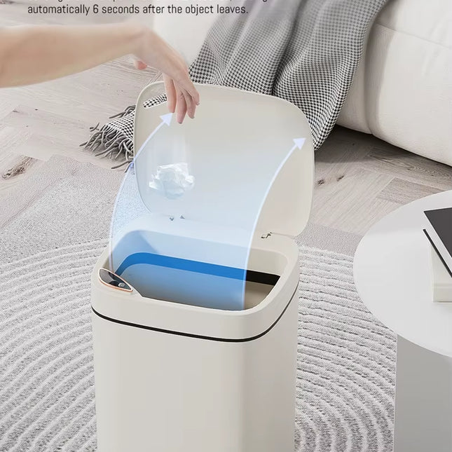16L Smart Bathroom Trash Can White Non-Contact Narrow Smart Sensor Trash Can Smart Home Automatic Bagging Electronic Trash Can