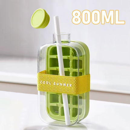 ChillSip Bottle Set – Stylish Water Bottle with Straw & Zero-Contact Ice Cube Tray