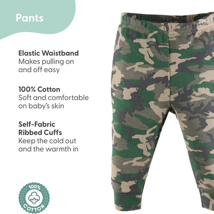 Baby Pants for Boys, 5 Pack Set, Camo Dinosaur, Newborn to 24 Month Sizes