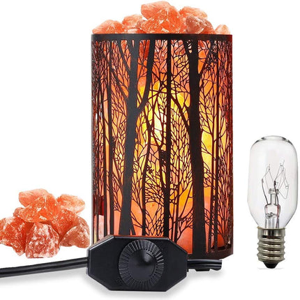 Salt Lamps, Natural Himalayan Salt Lamp, Forest Salt Lamp with Dimmer Switch, Salt Crystal Night Lights, Retro Metal Basket Decor Desk Lamp with Extra 25W Lamp Bulbs