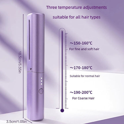 GlamWave Pro – Portable Wireless Heated Hair Straightener & Curler Brush